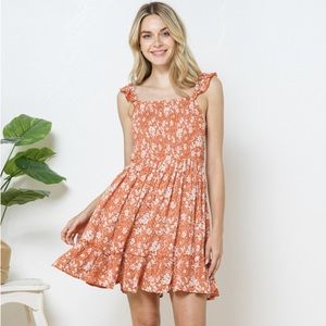 Orange and White Floral Summer Dress